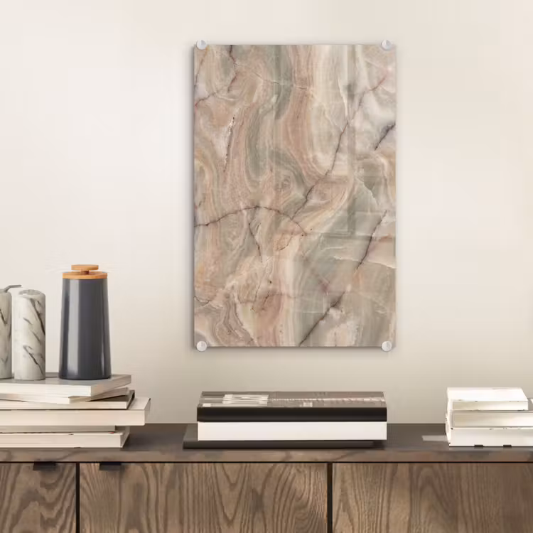 Glas schilderij - Marmer - Patroon - Abstract - Beige - Groen — 2