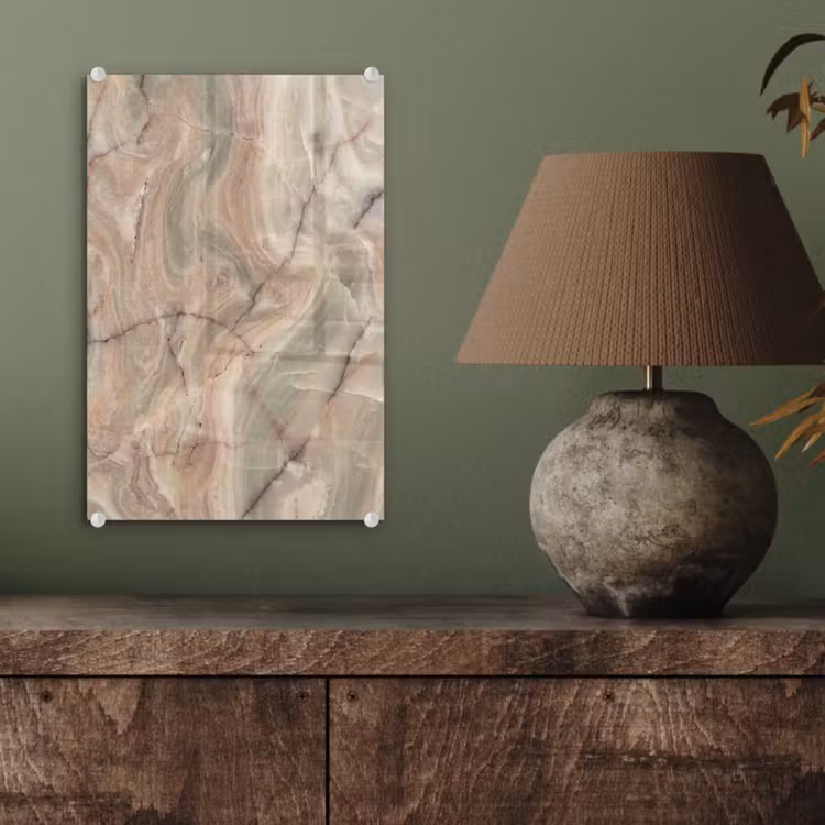 Glas schilderij - Marmer - Patroon - Abstract - Beige - Groen — 4