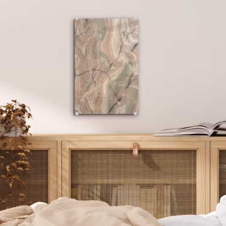 Glas schilderij - Marmer - Patroon - Abstract - Beige - Groen — 5