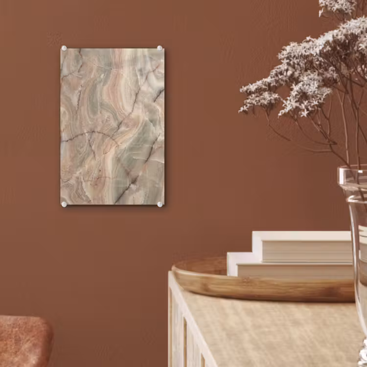 Glas schilderij - Marmer - Patroon - Abstract - Beige - Groen — 6
