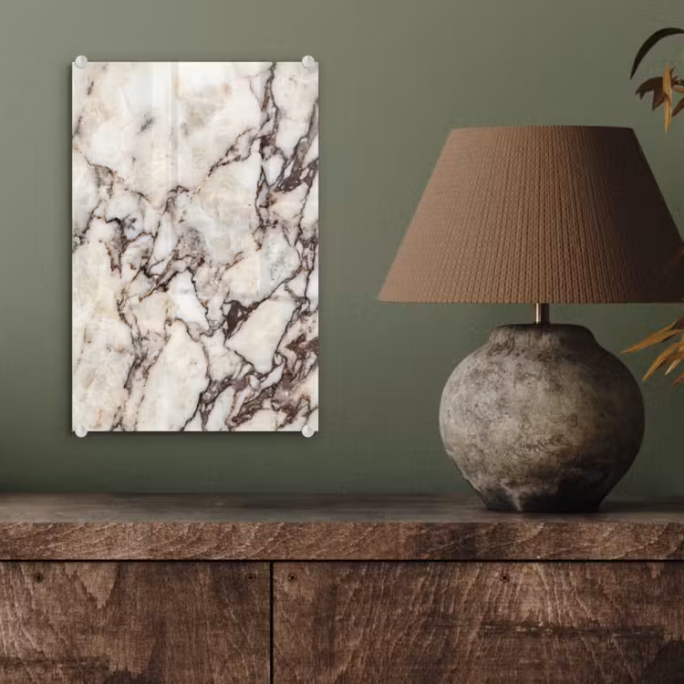 Glas schilderij - Marmer - Textuur - Abstract - Wit - Bruin — 4