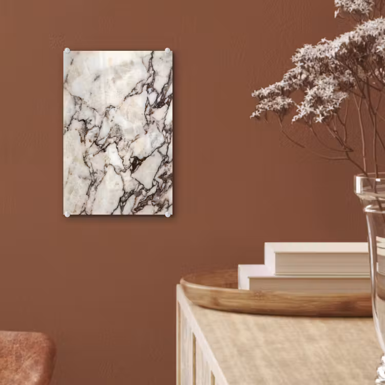 Glas schilderij - Marmer - Textuur - Abstract - Wit - Bruin — 6