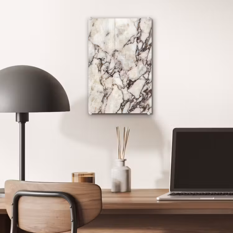 Glas schilderij - Marmer - Textuur - Abstract - Wit - Bruin — 7