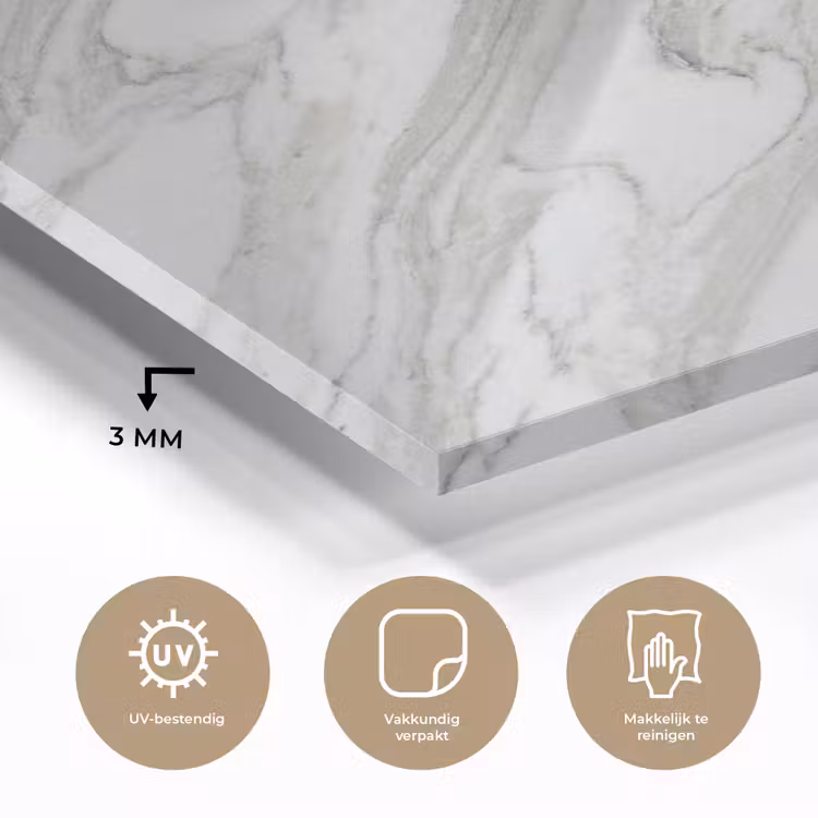 Glas schilderij - Marmer - Wit - Grijs - Structuur - Modern — 3