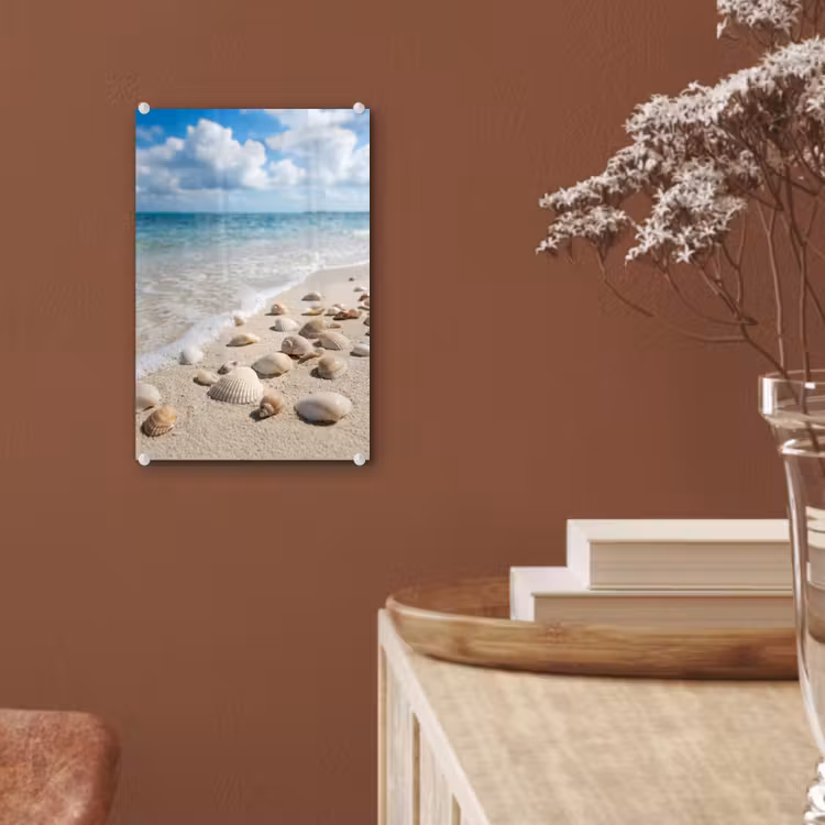 Glas schilderij - Schelpen - Strand - Natuur - Beige — 6