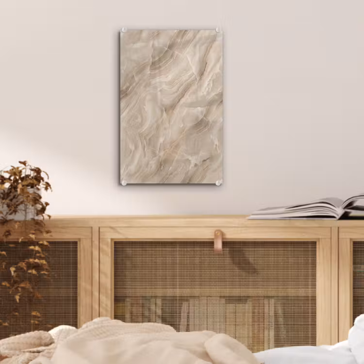 Glas schilderij - Steen - Golvend - Abstract - Beige — 5