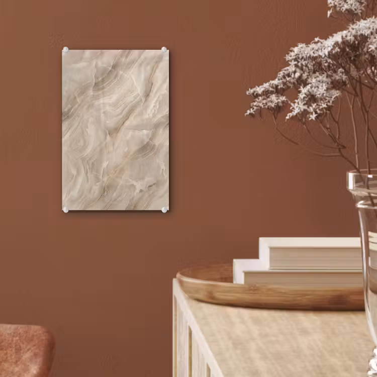 Glas schilderij - Steen - Golvend - Abstract - Beige — 6