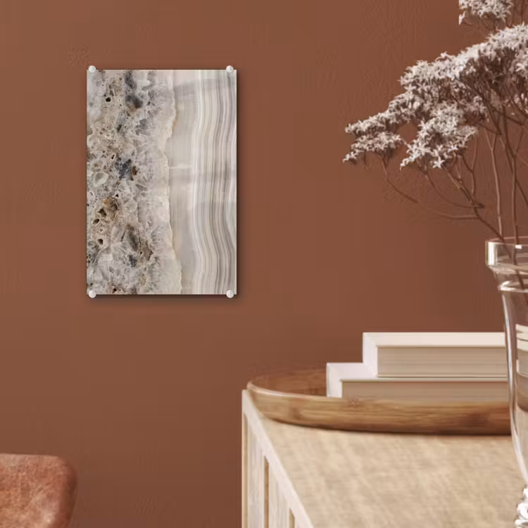 Glas schilderij - Steen - Textuur - Abstract - Beige - Wit — 6