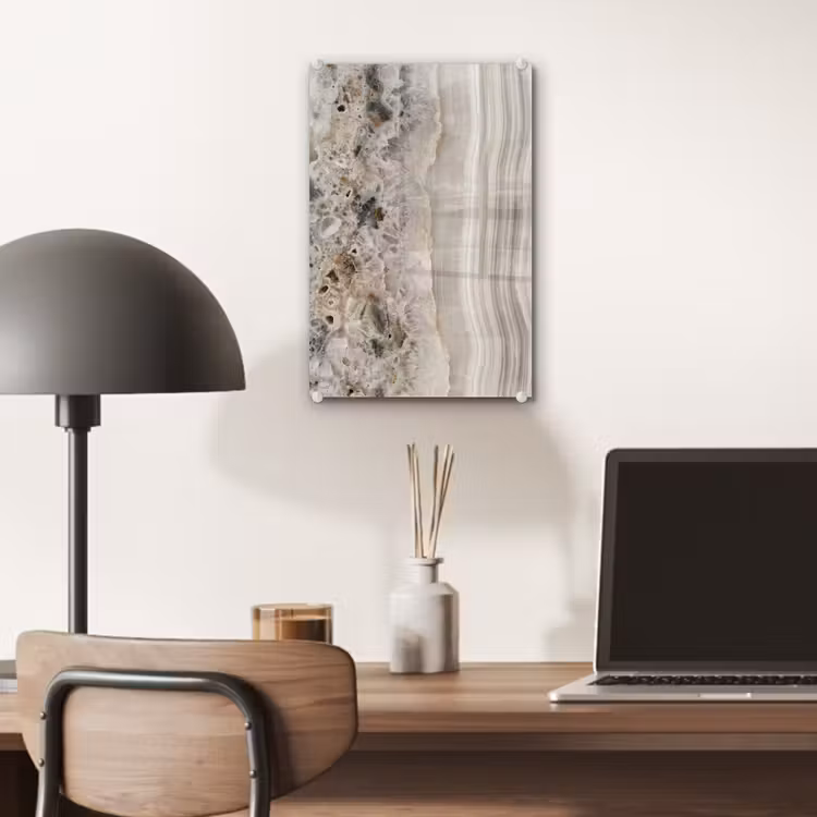 Glas schilderij - Steen - Textuur - Abstract - Beige - Wit — 7