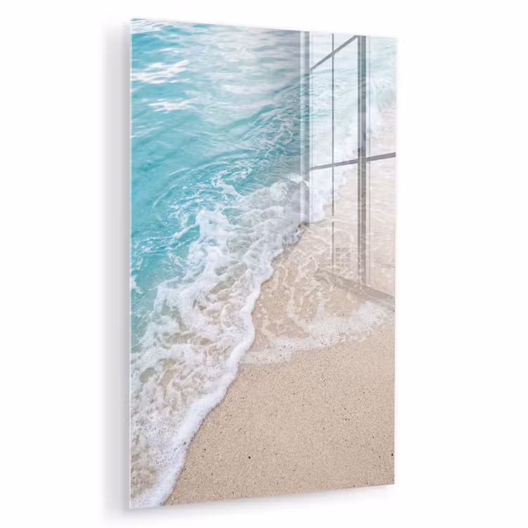 Glas schilderij - Strand - Zee - Golf - Natuur - Blauw — 1