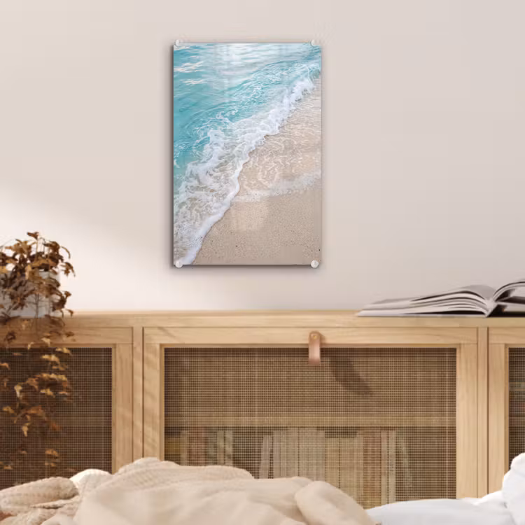 Glas schilderij - Strand - Zee - Golf - Natuur - Blauw — 5