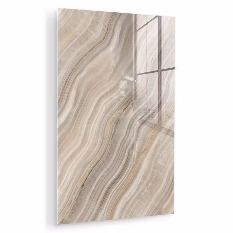 Glas schilderij - Textuur - Golvend - Abstract - Modern - Beige — 1