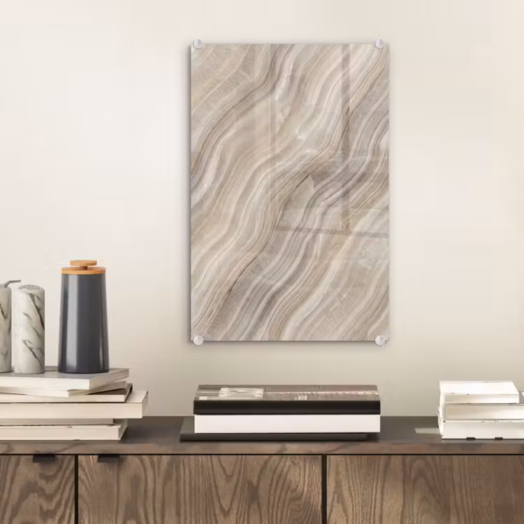 Glas schilderij - Textuur - Golvend - Abstract - Modern - Beige — 2