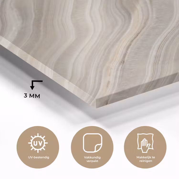 Glas schilderij - Textuur - Golvend - Abstract - Modern - Beige — 3