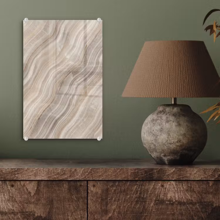 Glas schilderij - Textuur - Golvend - Abstract - Modern - Beige — 4