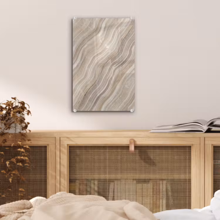 Glas schilderij - Textuur - Golvend - Abstract - Modern - Beige — 5