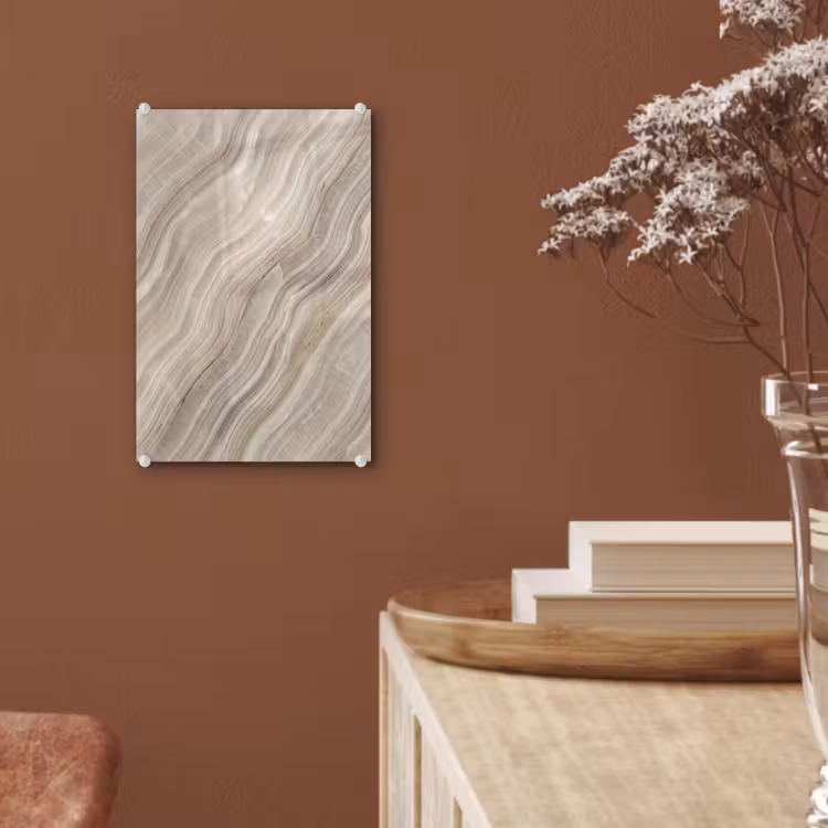Glas schilderij - Textuur - Golvend - Abstract - Modern - Beige — 6