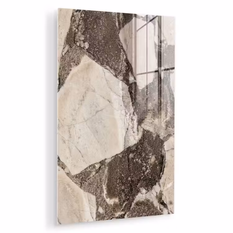 Glas schilderij - Textuur - Marmer - Abstract - Beige - Bruin — 1