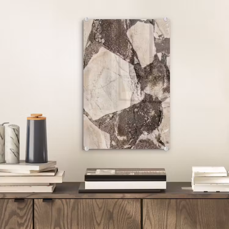 Glas schilderij - Textuur - Marmer - Abstract - Beige - Bruin — 2