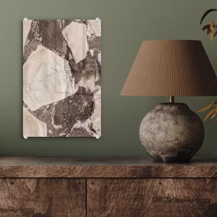 Glas schilderij - Textuur - Marmer - Abstract - Beige - Bruin — 4