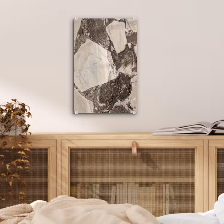 Glas schilderij - Textuur - Marmer - Abstract - Beige - Bruin — 5