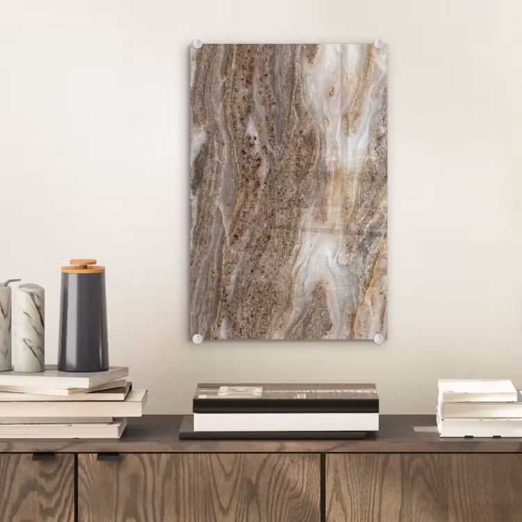 Glas schilderij - Textuur - Steen - Abstract - Beige — 2