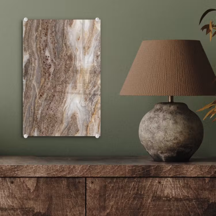 Glas schilderij - Textuur - Steen - Abstract - Beige — 4