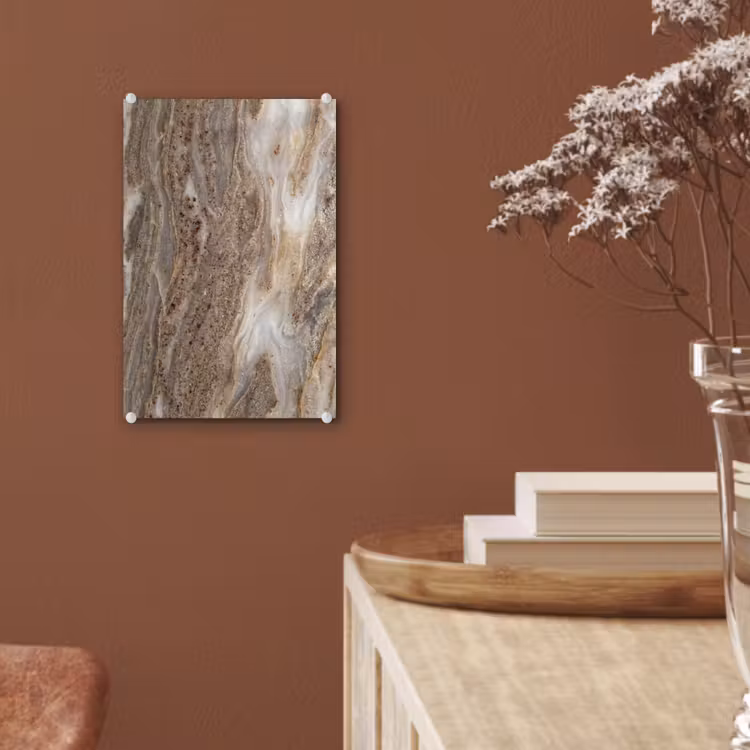 Glas schilderij - Textuur - Steen - Abstract - Beige — 6