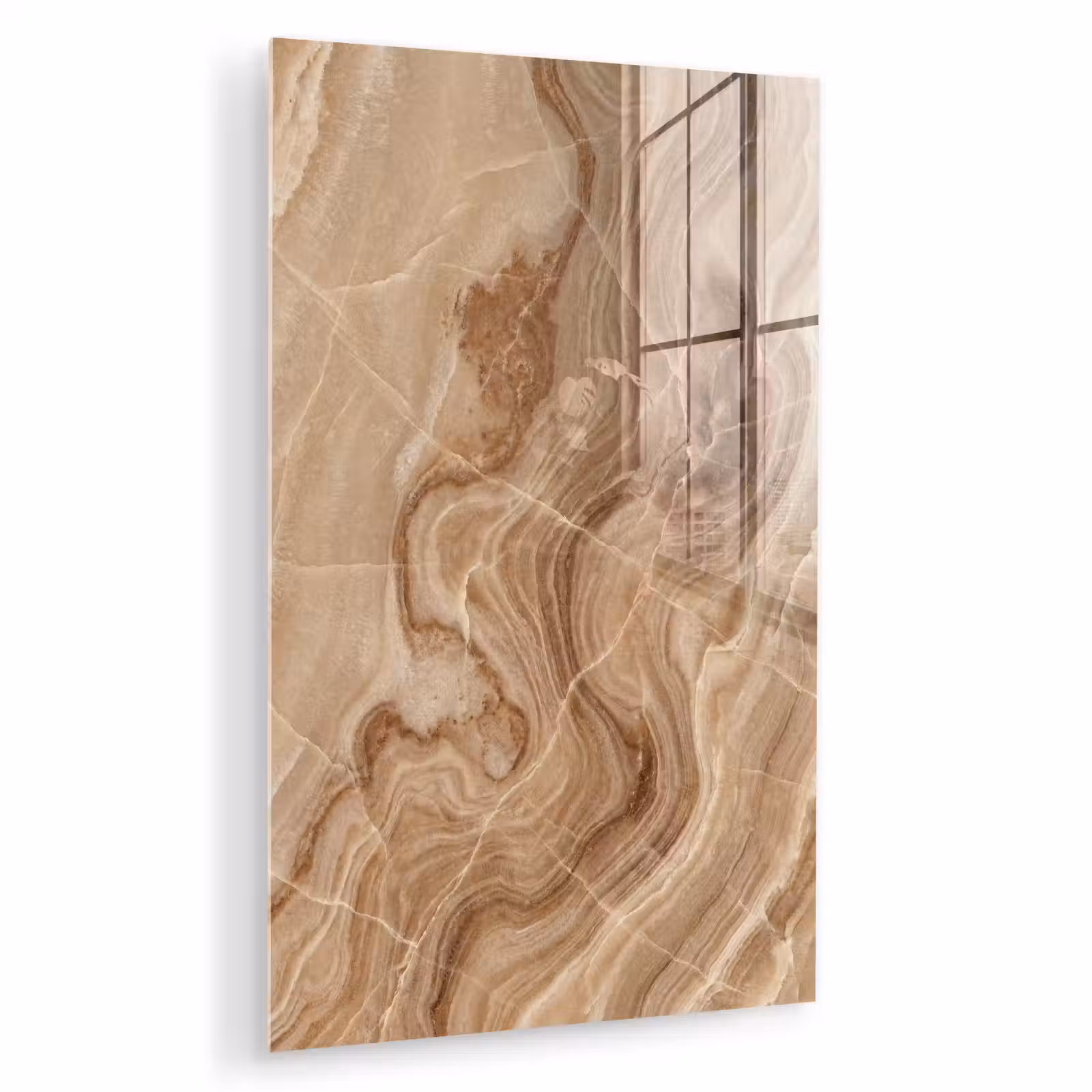 Glas schilderij - Textuur - Golvend - Abstract - Warm - Bruin — 1
