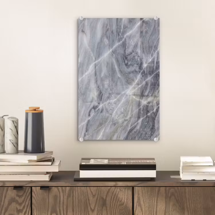 Glas schilderij - Marmer - Ader - Patroon - Abstract - Grijs — 2