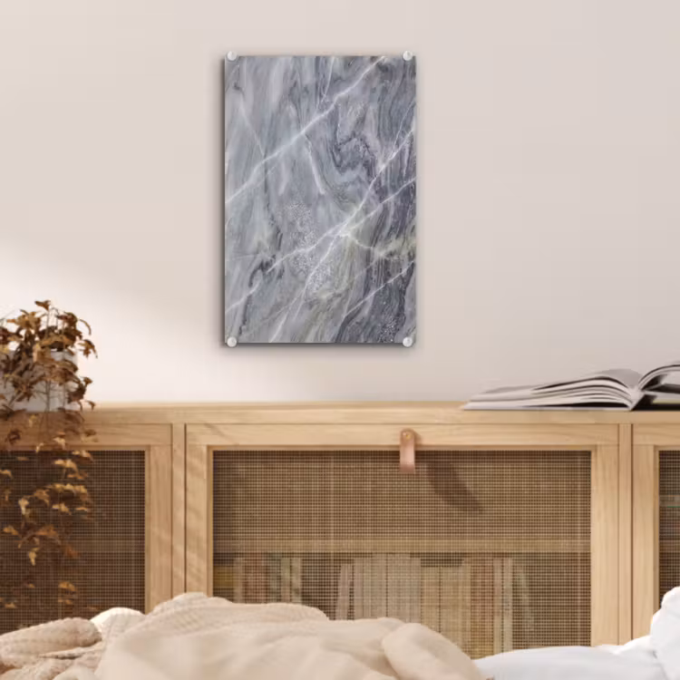 Glas schilderij - Marmer - Ader - Patroon - Abstract - Grijs — 5