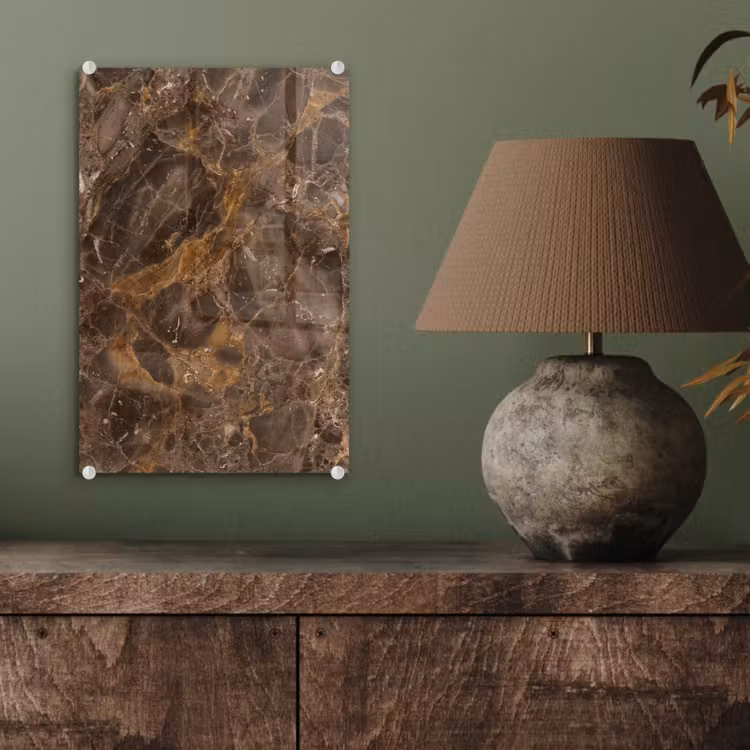 Glas schilderij - Marmer - Patroon - Natuur - Bruin - Goud — 4