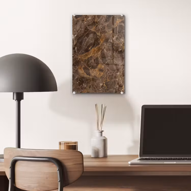 Glas schilderij - Marmer - Patroon - Natuur - Bruin - Goud — 7