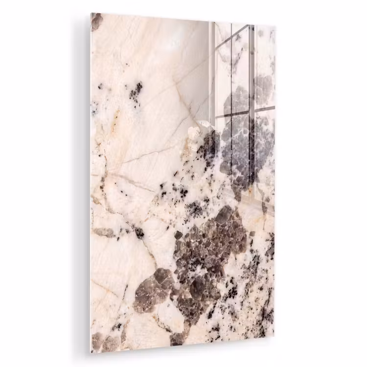 Glas schilderij - Natuursteen - Patroon - Abstract - Beige - Grijs — 1