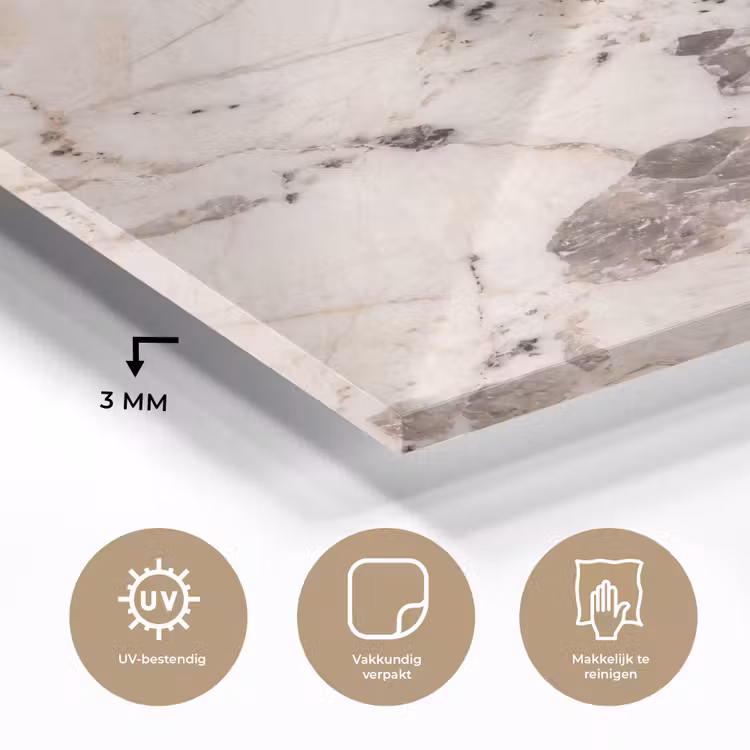 Glas schilderij - Natuursteen - Patroon - Abstract - Beige - Grijs — 3
