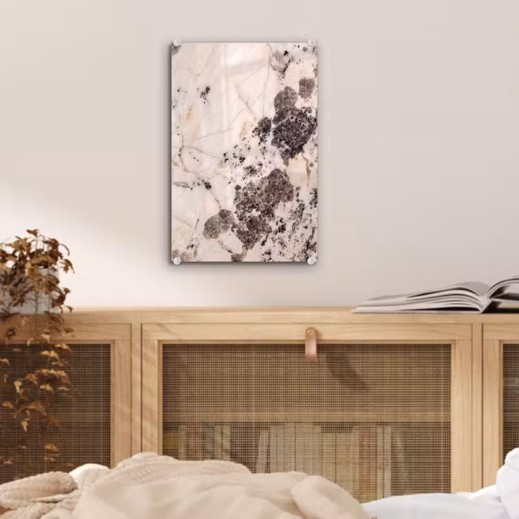 Glas schilderij - Natuursteen - Patroon - Abstract - Beige - Grijs — 5