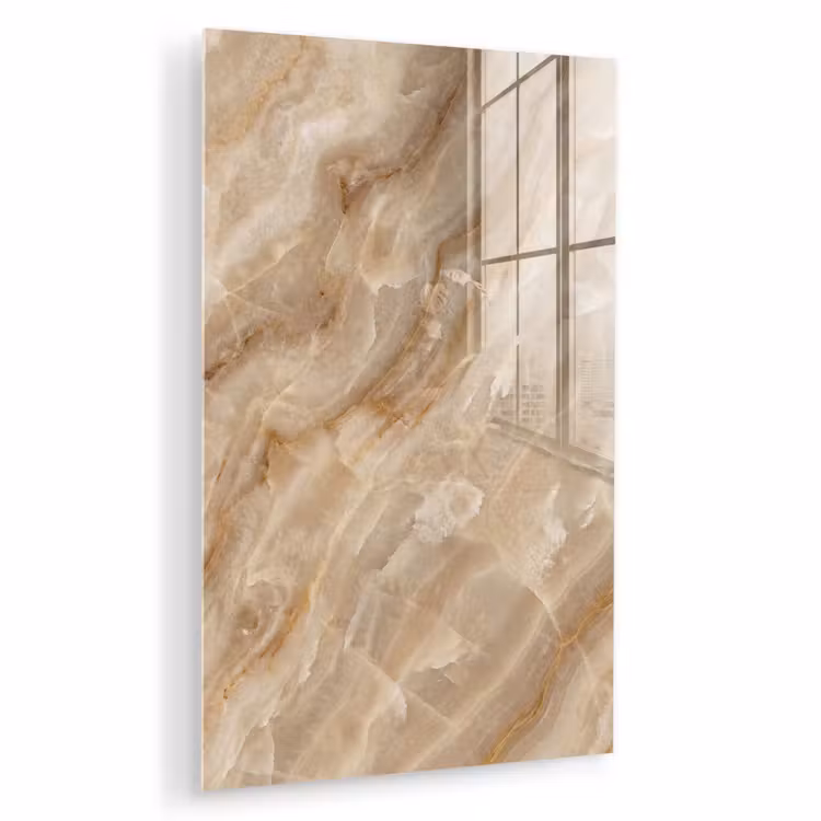 Glas schilderij - Steen - Ader - Natuur - Modern - Beige — 1