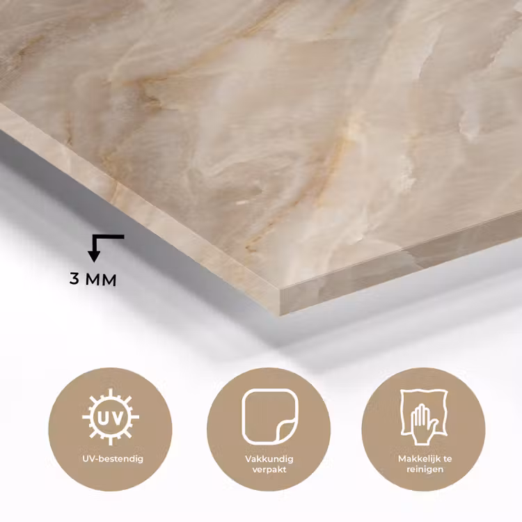Glas schilderij - Steen - Ader - Natuur - Modern - Beige — 3