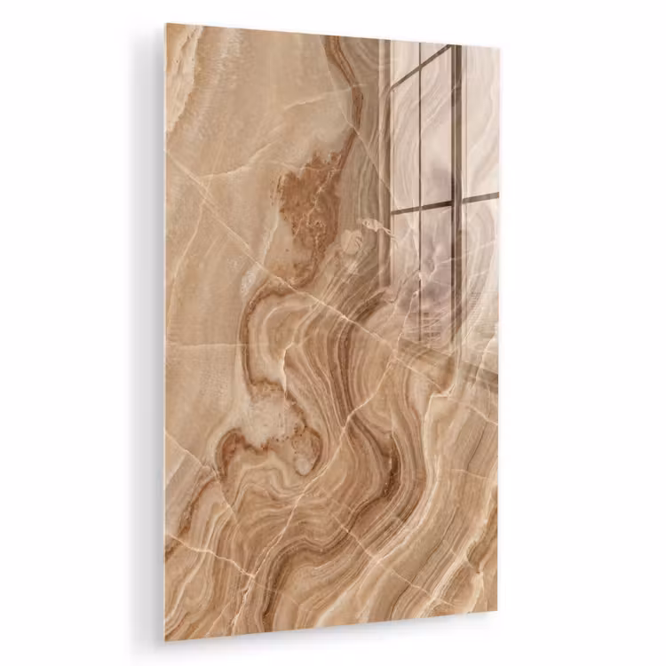 Glas schilderij - Textuur - Golvend - Abstract - Warm - Bruin — 1