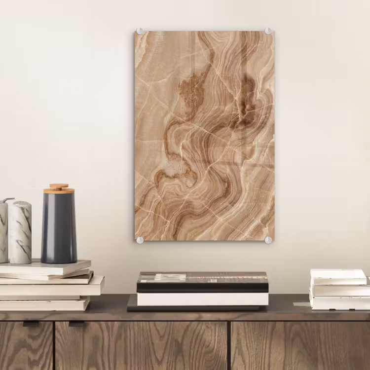 Glas schilderij - Textuur - Golvend - Abstract - Warm - Bruin — 2