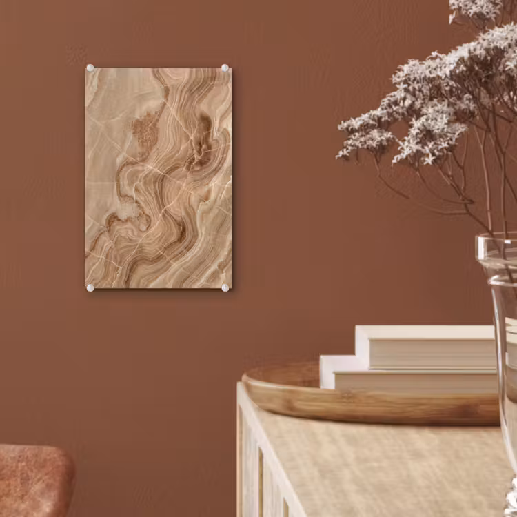 Glas schilderij - Textuur - Golvend - Abstract - Warm - Bruin — 6