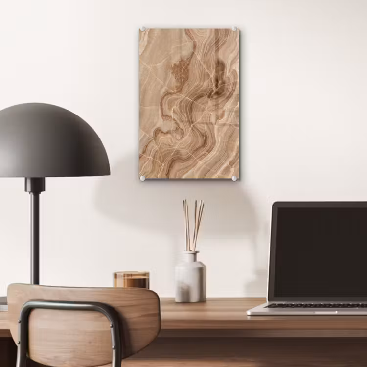Glas schilderij - Textuur - Golvend - Abstract - Warm - Bruin — 7