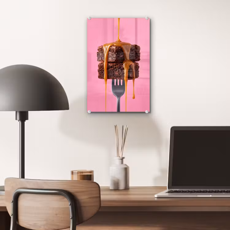 Glas schilderij - Brownie - Karamel - Eten — 7