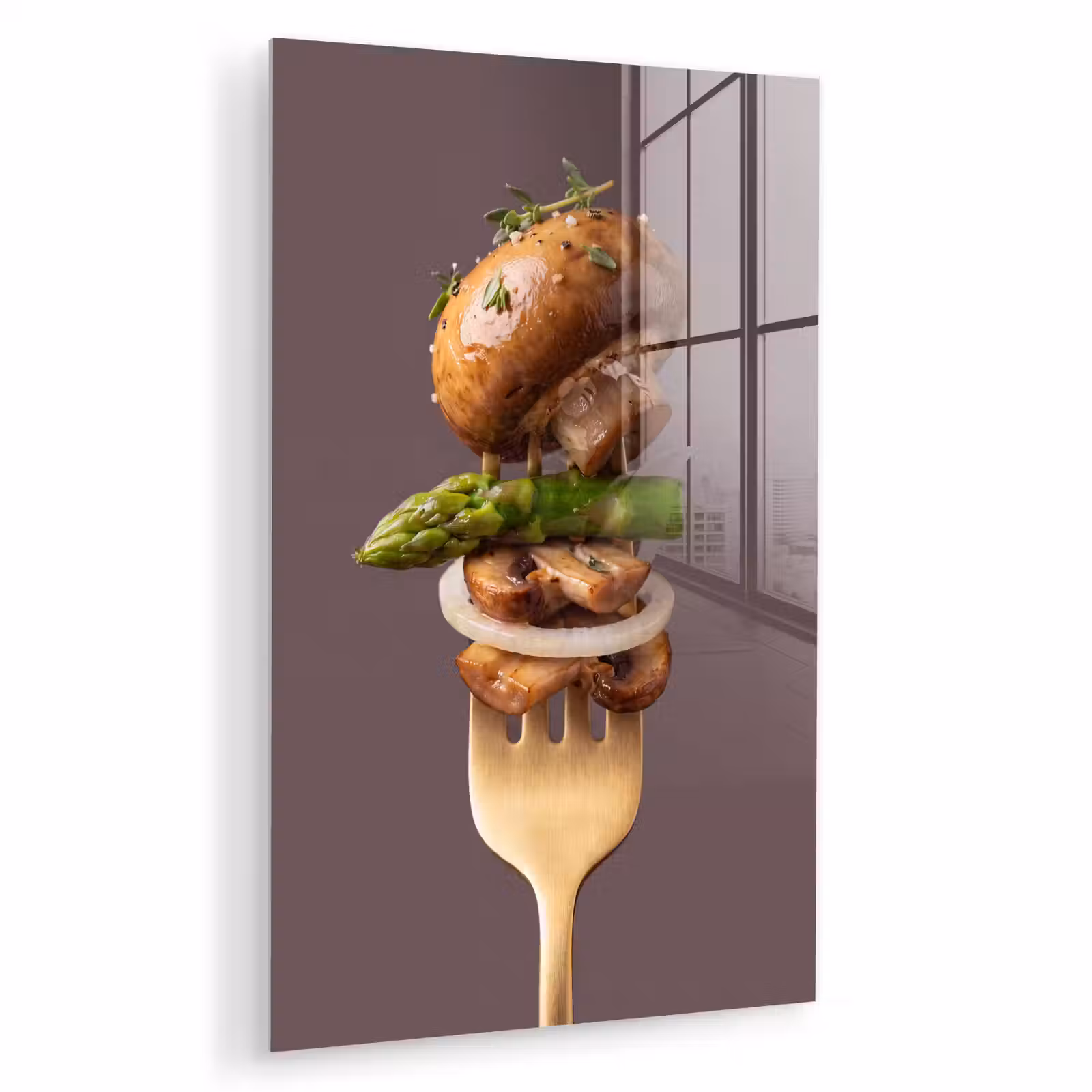 Glas schilderij - Eten - Gestapeld - Vork — 1