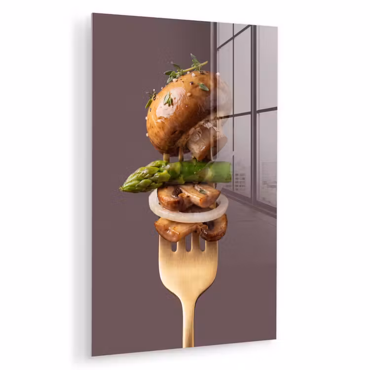 Glas schilderij - Eten - Gestapeld - Vork — 1