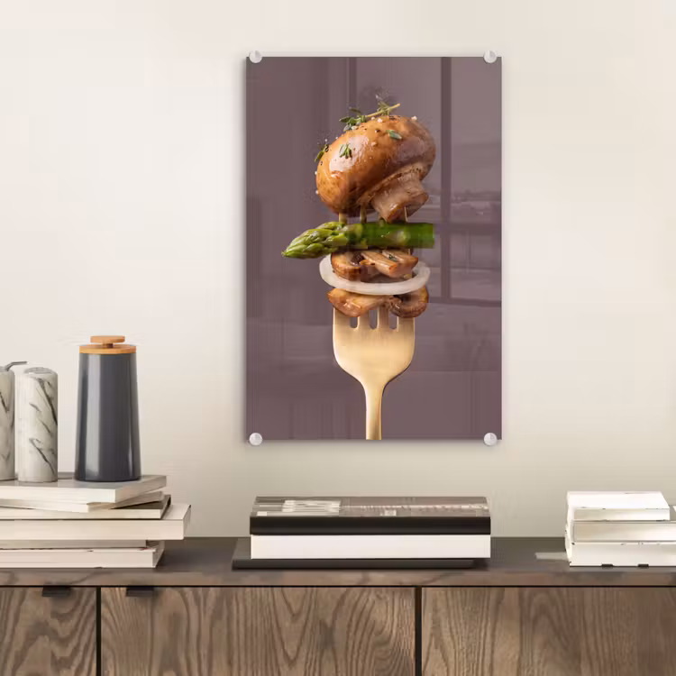 Glas schilderij - Eten - Gestapeld - Vork — 2