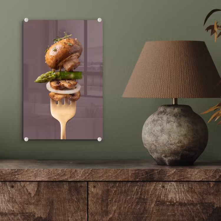 Glas schilderij - Eten - Gestapeld - Vork — 4