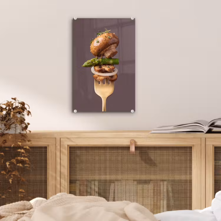 Glas schilderij - Eten - Gestapeld - Vork — 5