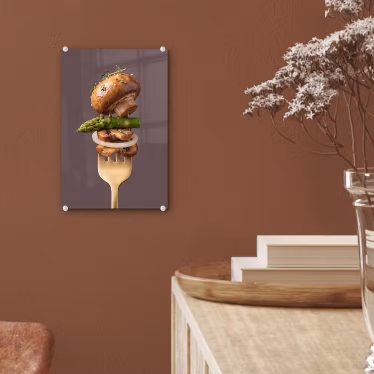 Glas schilderij - Eten - Gestapeld - Vork — 6