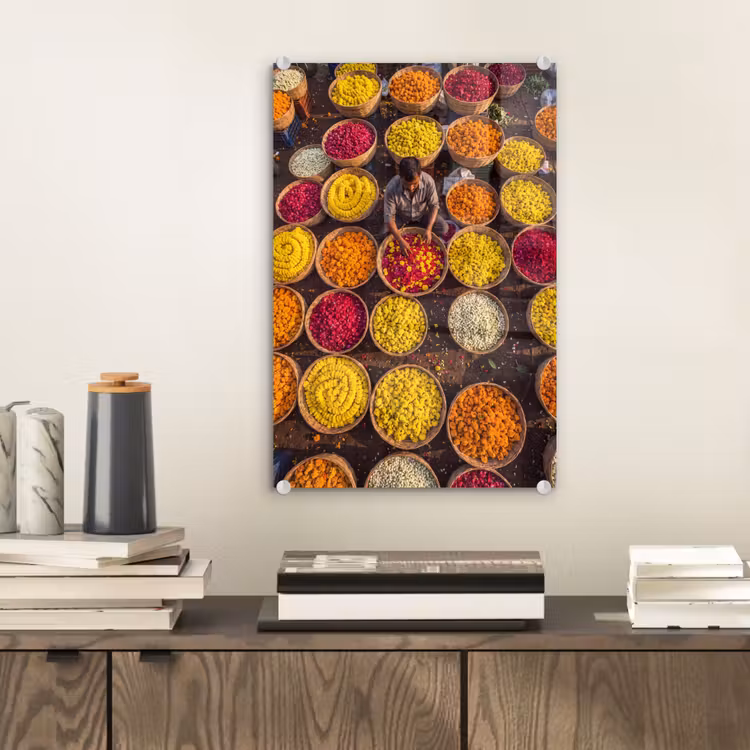 Glas schilderij - Bloemen - Markt - Kleurrijk — 2